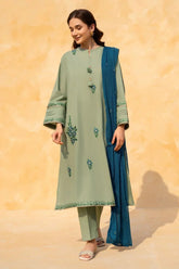 LAZULI - 3PC LAWN EMBROIDERED SHIRT WITH CHIFFON EMBROIDERED DUPATTA AND TROUSER - HZG2181